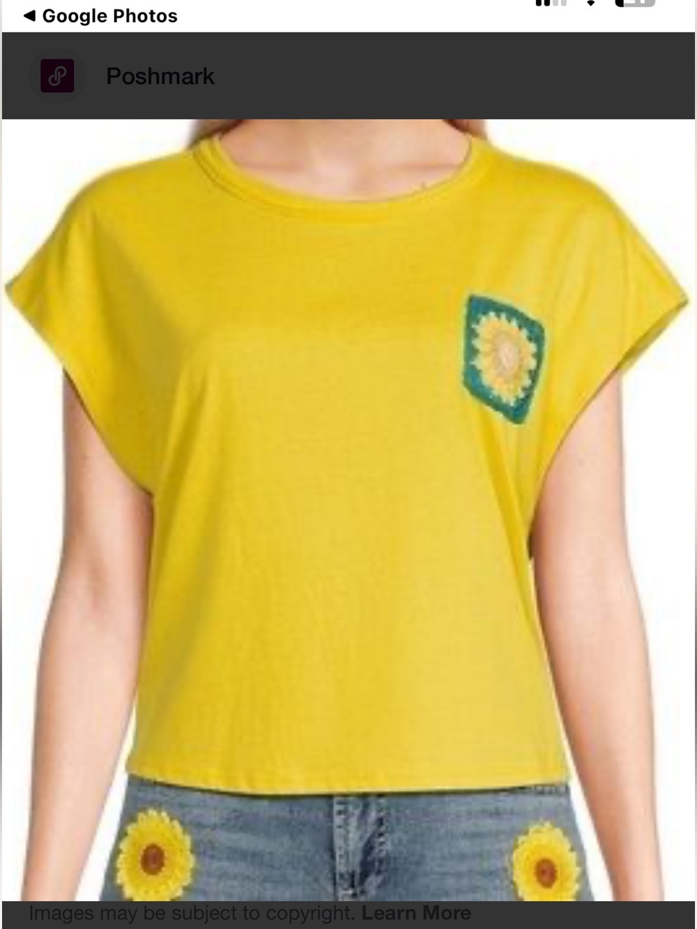 Circus NY Sam Edelman sunny Yellow Cropped Tee with Crocheted Flower Pocket